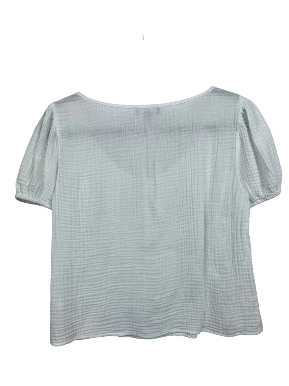 J. Crew White Gauze Puff-Sleeve Henley Top XS